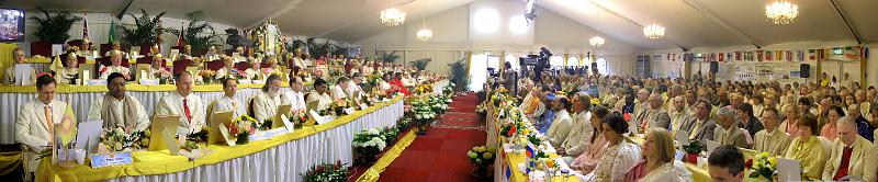 2008 GuruPurnima Panorama 1.jpg - MERU, the Netherlands: Maharaja Adhiraj Rajaraam?s Council of Rajas celebrate Guru Purnima with global representatives honouring Maharishi?s achievements.